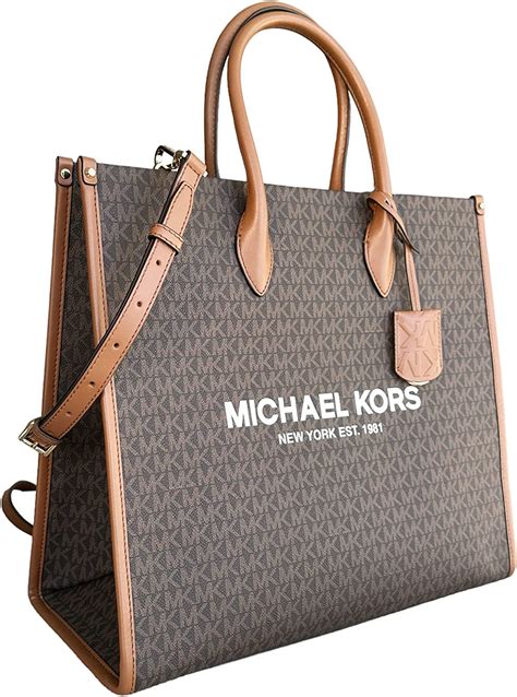 michael kors logo print signature tote amazon|michael kors large monogram tote.